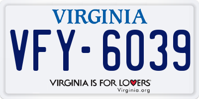 VA license plate VFY6039