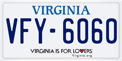 VA license plate VFY6060