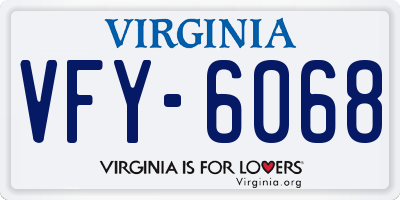 VA license plate VFY6068