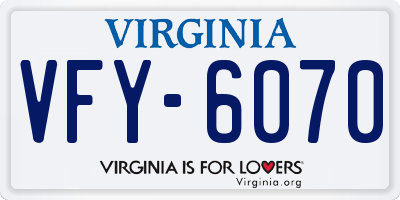 VA license plate VFY6070