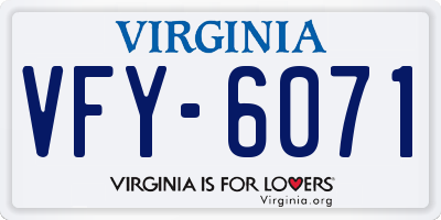 VA license plate VFY6071