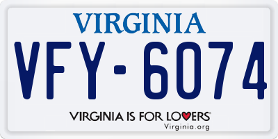 VA license plate VFY6074