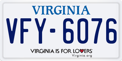 VA license plate VFY6076