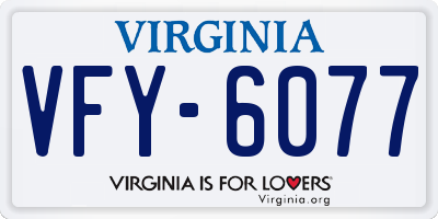 VA license plate VFY6077