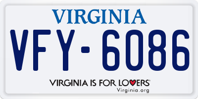 VA license plate VFY6086