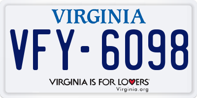 VA license plate VFY6098