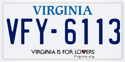 VA license plate VFY6113