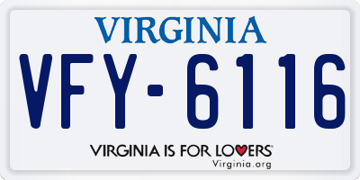 VA license plate VFY6116