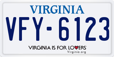 VA license plate VFY6123