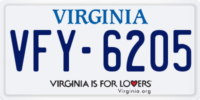 VA license plate VFY6205