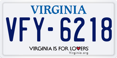 VA license plate VFY6218