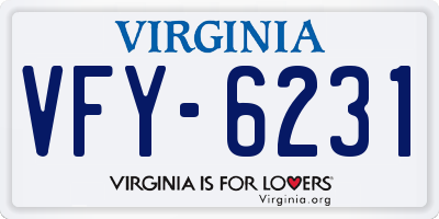 VA license plate VFY6231