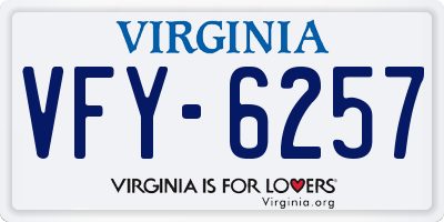 VA license plate VFY6257