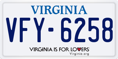 VA license plate VFY6258