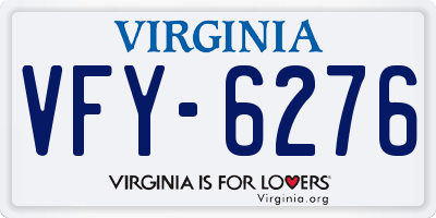 VA license plate VFY6276