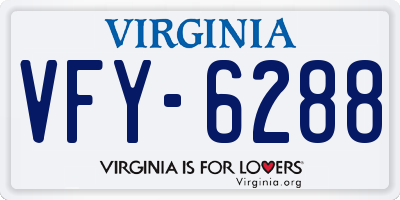 VA license plate VFY6288