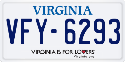 VA license plate VFY6293