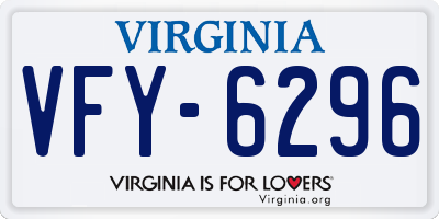 VA license plate VFY6296