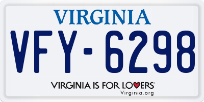VA license plate VFY6298