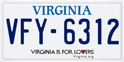 VA license plate VFY6312