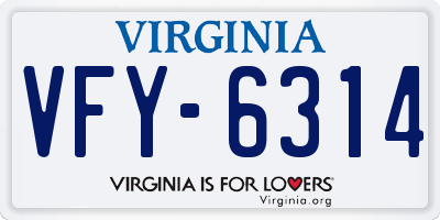 VA license plate VFY6314