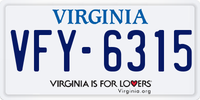 VA license plate VFY6315
