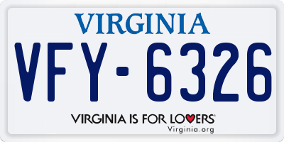 VA license plate VFY6326