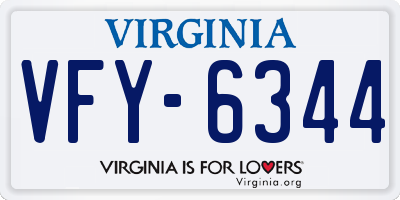 VA license plate VFY6344