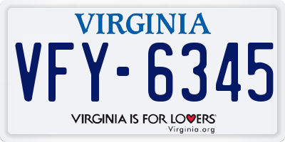 VA license plate VFY6345