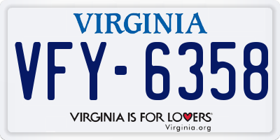 VA license plate VFY6358