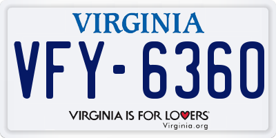 VA license plate VFY6360
