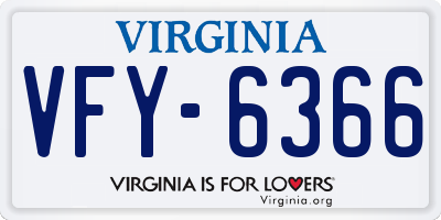 VA license plate VFY6366
