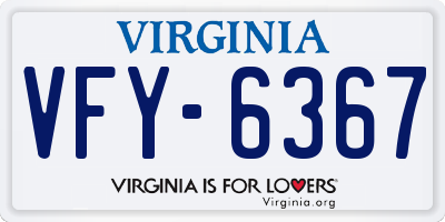 VA license plate VFY6367