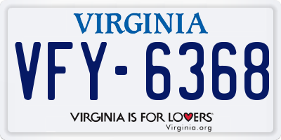 VA license plate VFY6368