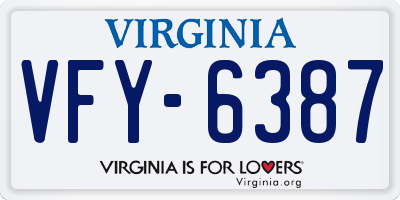 VA license plate VFY6387
