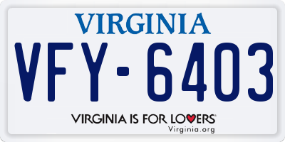 VA license plate VFY6403