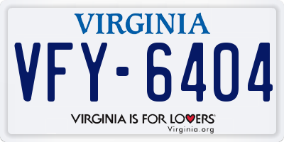 VA license plate VFY6404