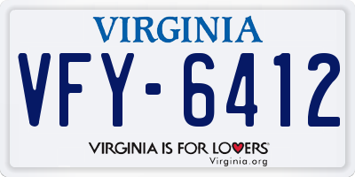 VA license plate VFY6412