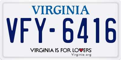 VA license plate VFY6416