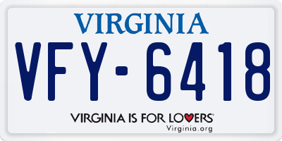 VA license plate VFY6418