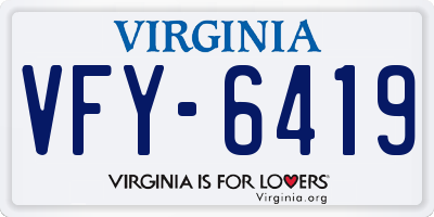 VA license plate VFY6419
