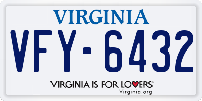 VA license plate VFY6432