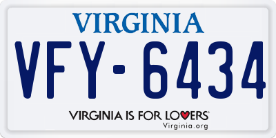 VA license plate VFY6434