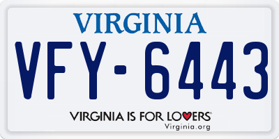 VA license plate VFY6443