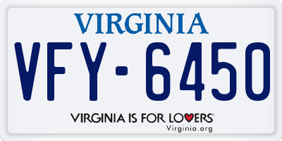 VA license plate VFY6450