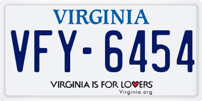 VA license plate VFY6454