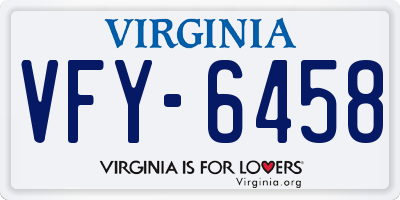 VA license plate VFY6458