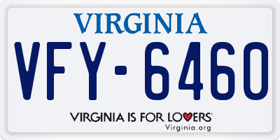VA license plate VFY6460