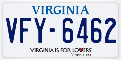 VA license plate VFY6462