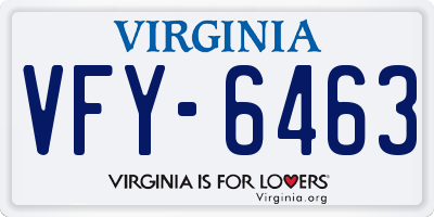 VA license plate VFY6463